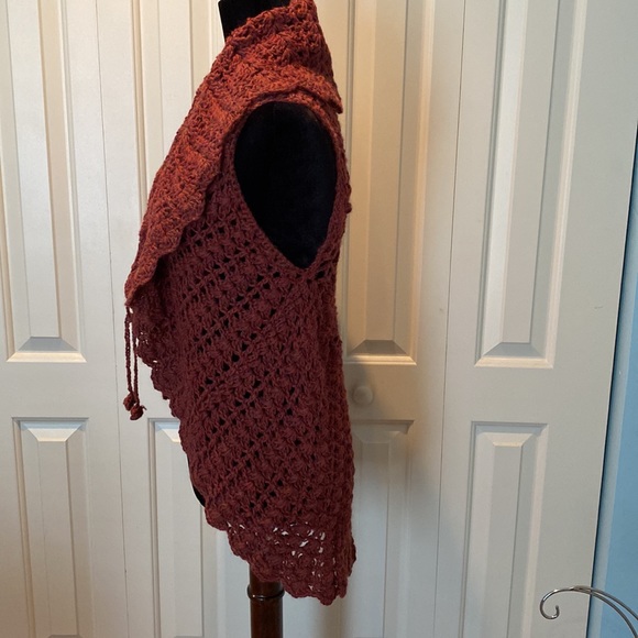 Crochet vest, 100% Alpacha, 100% hand made NWOT- in Dusty Rose color palette - Picture 5 of 14